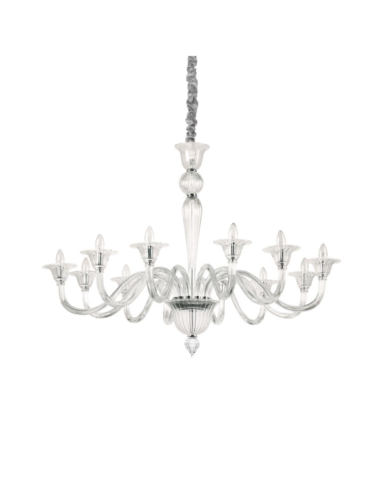 Ideal Lux Lampa Wisząca BRIGITTA SP12 TRASPARENTE Transparentny/Chrom 199375
