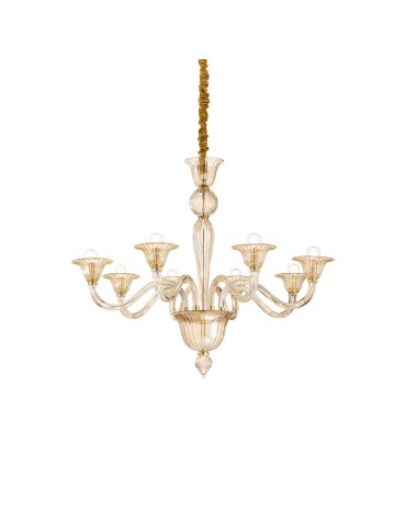 Ideal Lux Lampa Wisząca BRIGITTA SP8 AMBRA Bursztynowy/Złoty 199412