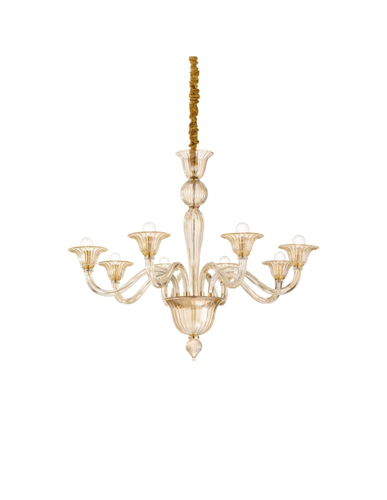 Ideal Lux Lampa Wisząca BRIGITTA SP8 AMBRA Bursztynowy/Złoty 199412