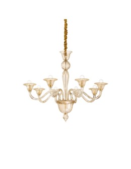 Ideal Lux Lampa Wisząca BRIGITTA SP8 AMBRA Bursztynowy/Złoty 199412