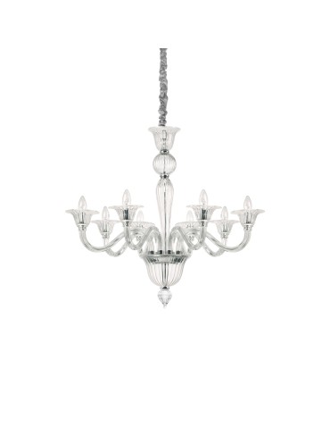 Ideal Lux Lampa Wisząca BRIGITTA SP8 TRASPARENTE Transparentny/Chrom 199382