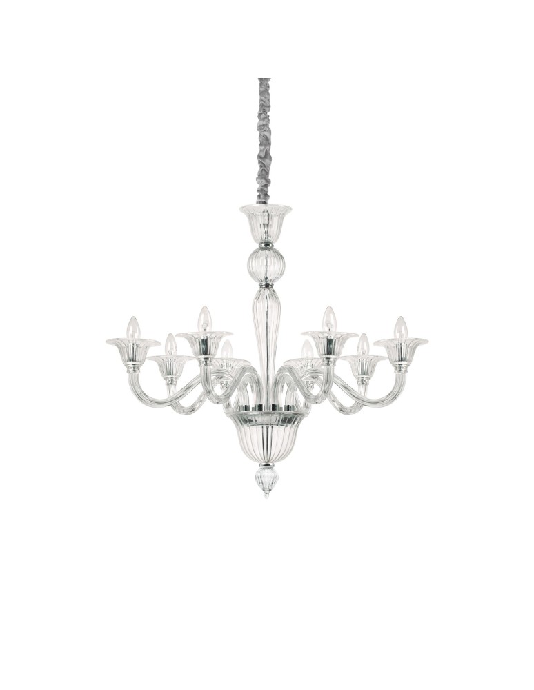 Ideal Lux Lampa Wisząca BRIGITTA SP8 TRASPARENTE Transparentny/Chrom 199382
