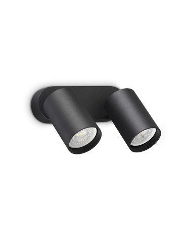 Ideal Lux Lampa Ścienna DYNAMITE AP2 ROUND NERO Czarny 367385