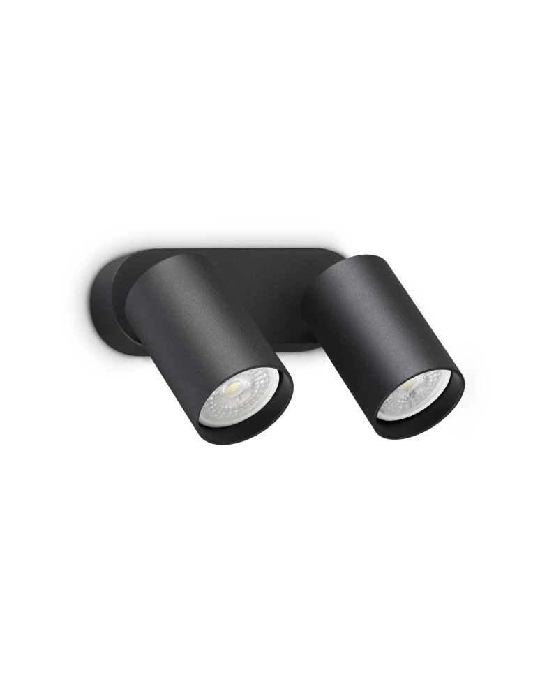 Ideal Lux Lampa Ścienna DYNAMITE AP2 ROUND NERO Czarny 367385