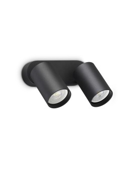 Ideal Lux Lampa Ścienna DYNAMITE AP2 ROUND NERO Czarny 367385
