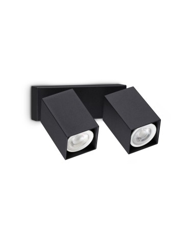 Ideal Lux Lampa Ścienna DYNAMITE AP2 SQUARE NERO Czarny 371238