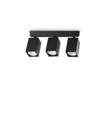 Ideal Lux Lampa Sufitowa DYNAMITE PL3 LINEAR SQUARE NERO Czarny 371276