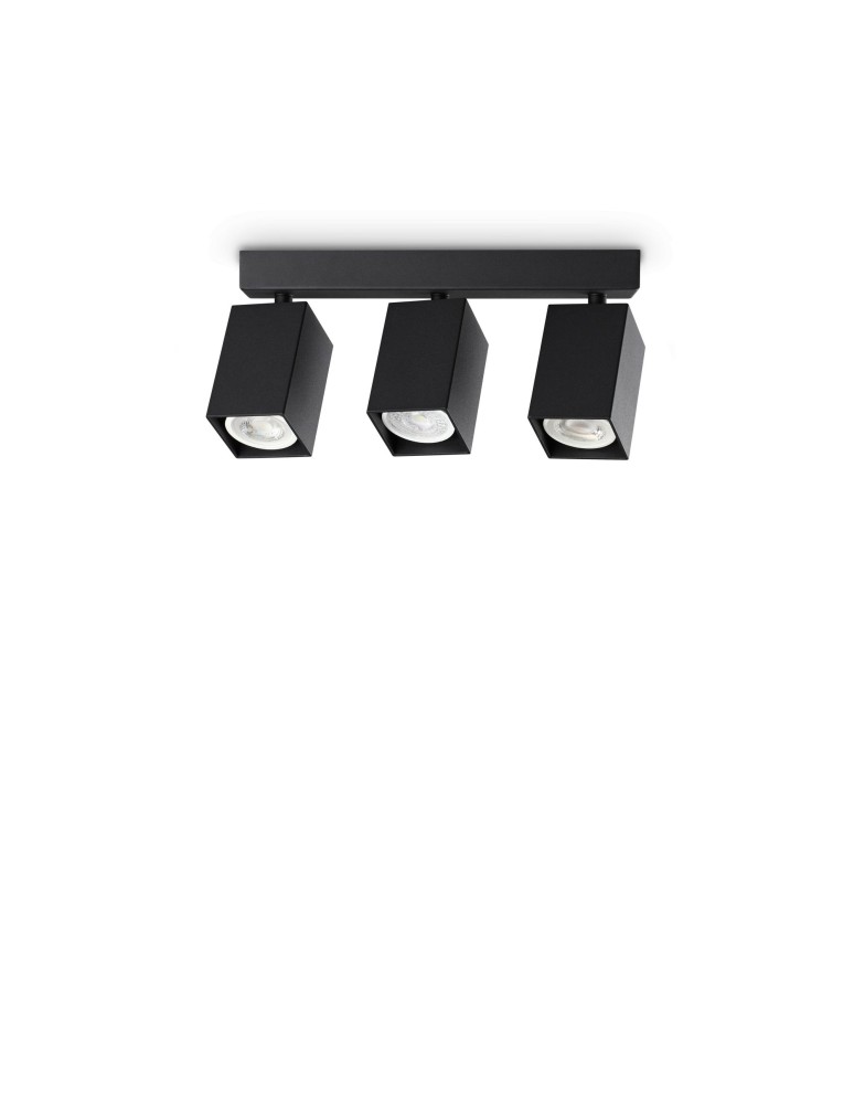 Ideal Lux Lampa Sufitowa DYNAMITE PL3 LINEAR SQUARE NERO Czarny 371276