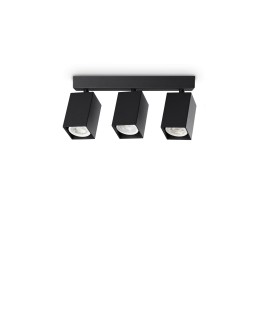 Ideal Lux Lampa Sufitowa DYNAMITE PL3 LINEAR SQUARE NERO Czarny 371276