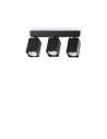 View Ideal Lux Lampa Sufitowa DYNAMITE PL3 LINEAR SQUARE NERO Czarny 371276