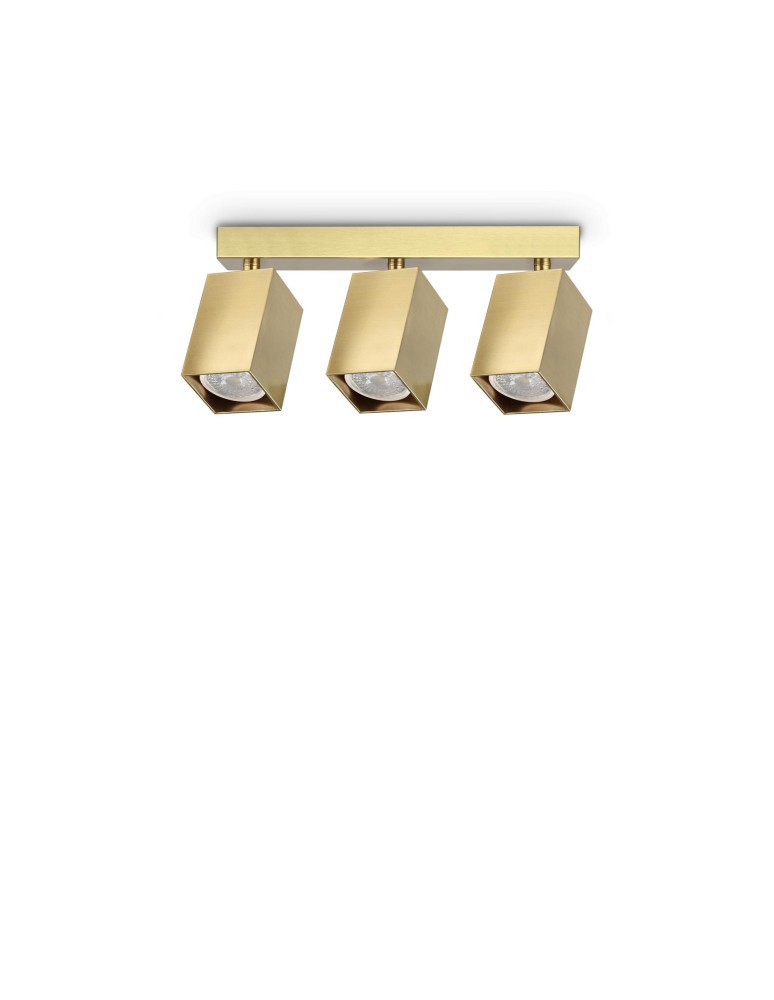 Ideal Lux Lampa Sufitowa DYNAMITE PL3 LINEAR SQUARE OTTONE Mosiądz 371283