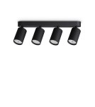Ideal Lux Lampa Sufitowa DYNAMITE PL4 LINEAR ROUND NERO Czarny 371344