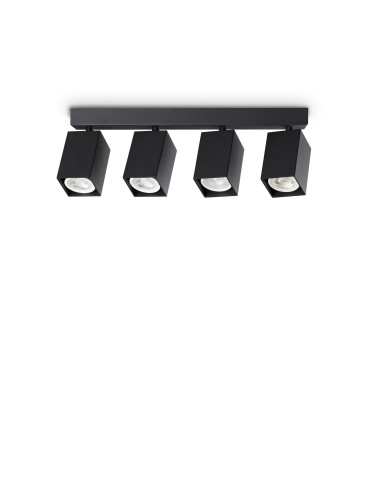 Ideal Lux Lampa Sufitowa DYNAMITE PL4 LINEAR SQUARE NERO Czarny 371368