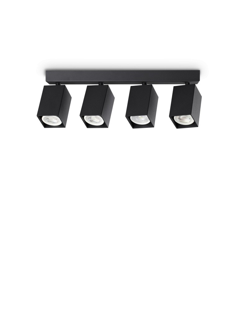 Ideal Lux Lampa Sufitowa DYNAMITE PL4 LINEAR SQUARE NERO Czarny 371368