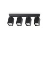 View Ideal Lux Lampa Sufitowa DYNAMITE PL4 LINEAR SQUARE NERO Czarny 371368