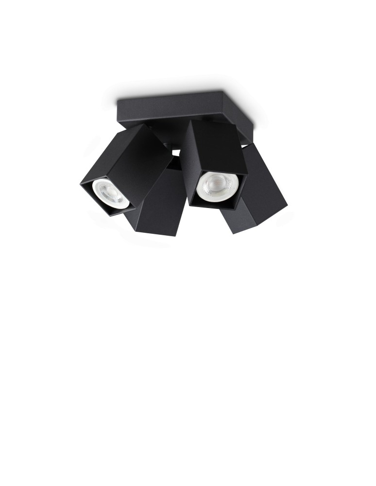 Ideal Lux Lampa Sufitowa DYNAMITE PL4 SQUARE NERO Czarny 371313