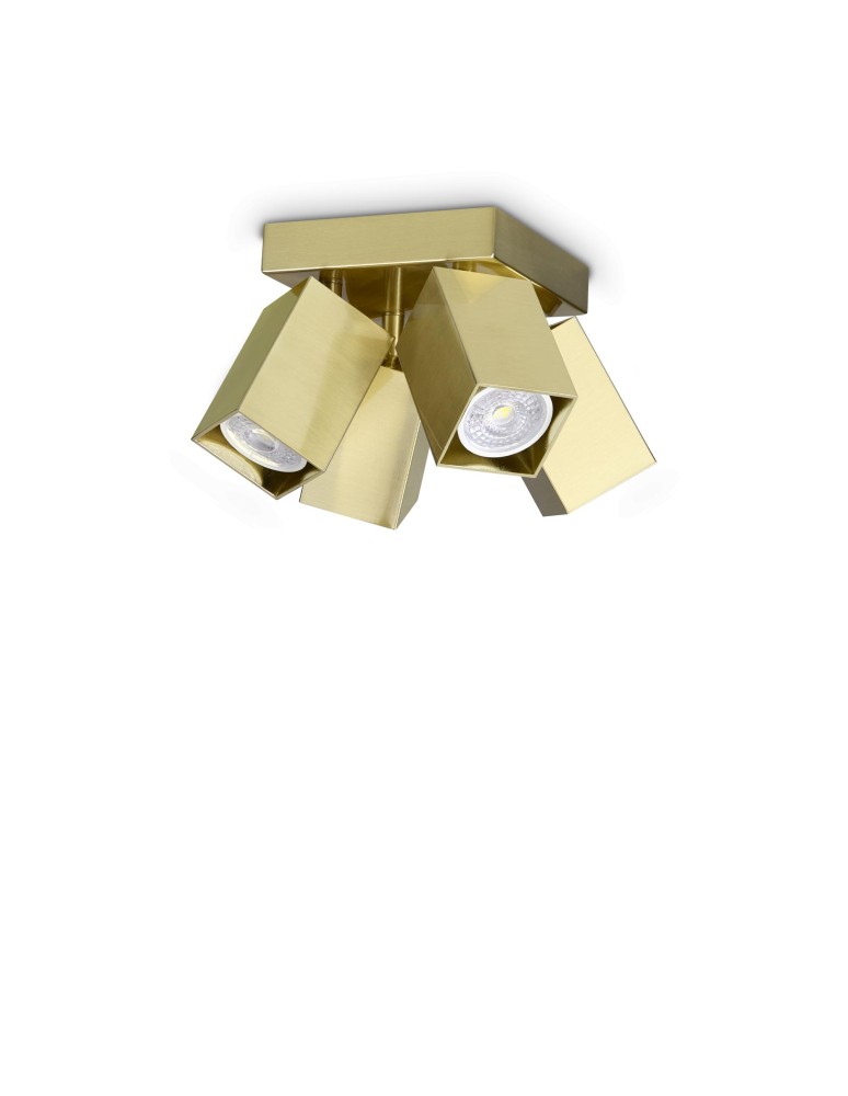 Ideal Lux Lampa Sufitowa DYNAMITE PL4 SQUARE OTTONE Mosiądz 371320