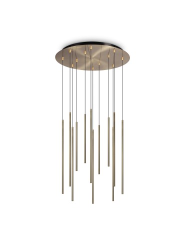 Ideal Lux Lampa Wisząca LOOK LED SP12 ROUND DROP D16 ON-OFF OT 2700K Mosiądz 341101
