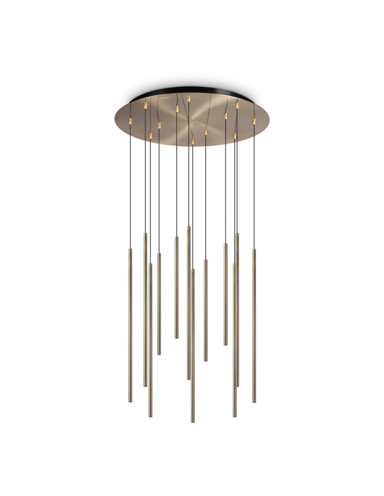 Ideal Lux Lampa Wisząca LOOK LED SP12 ROUND DROP D16 ON-OFF OT 2700K Mosiądz 341101