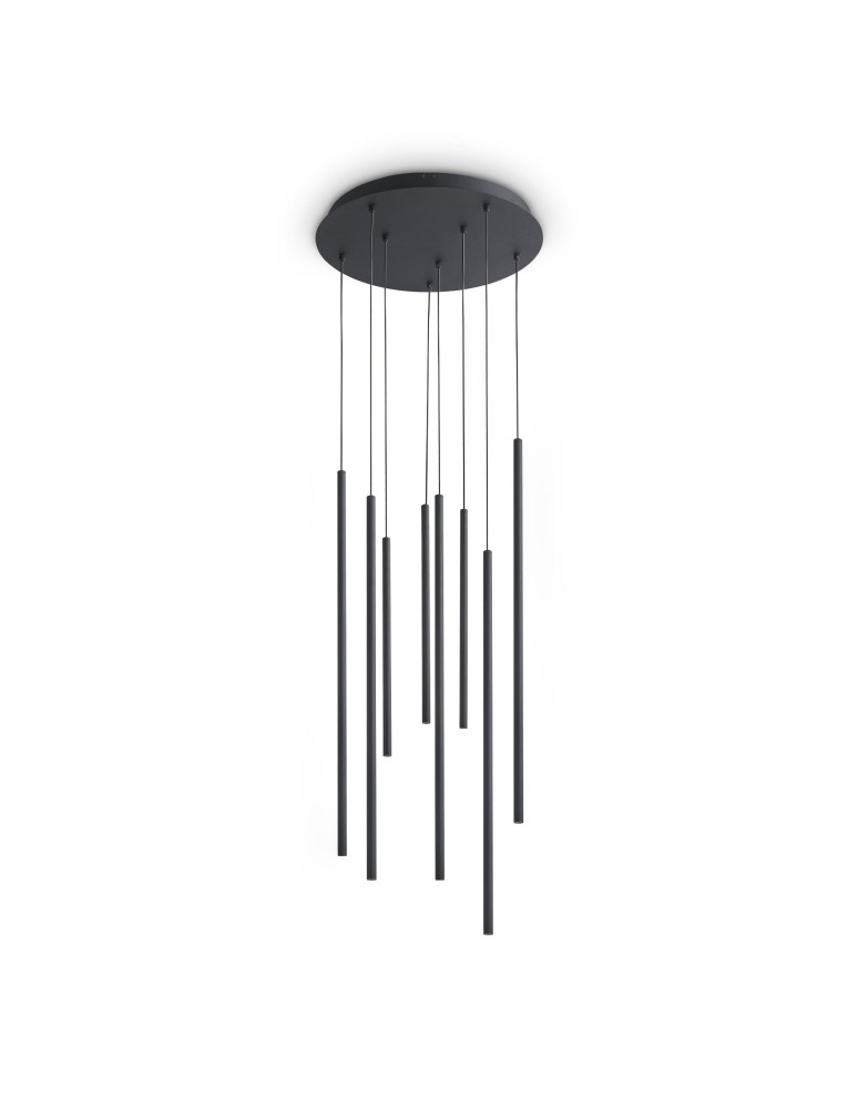 Ideal Lux Lampa Wisząca LOOK LED SP8 ROUND DROP D16 ON-OFF NE 3000K Czarny 371177 Ideal Lux Lampa Wisząca LOOK LED SP8 ROUND DROP D16 ON-OFF NE 3000K Czarny 371177