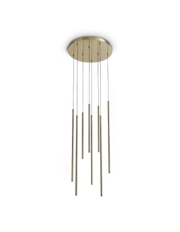 Ideal Lux Lampa Wisząca LOOK LED SP8 ROUND DROP D16 ON-OFF OT 3000K Mosiądz 371184
