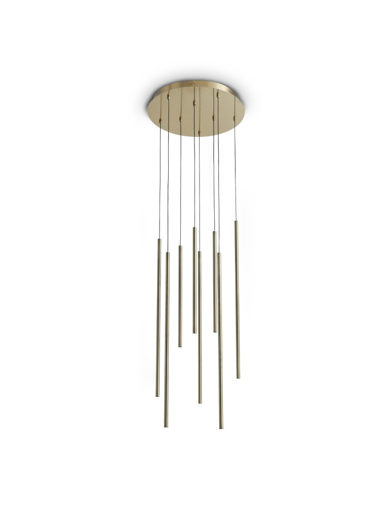 Ideal Lux Lampa Wisząca LOOK LED SP8 ROUND DROP D16 ON-OFF OT 3000K Mosiądz 371184