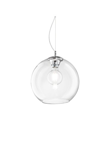 Ideal Lux Lampa Wisząca NEMO SP1 D30 TRASPARENTE Transparentny/Chrom 052809