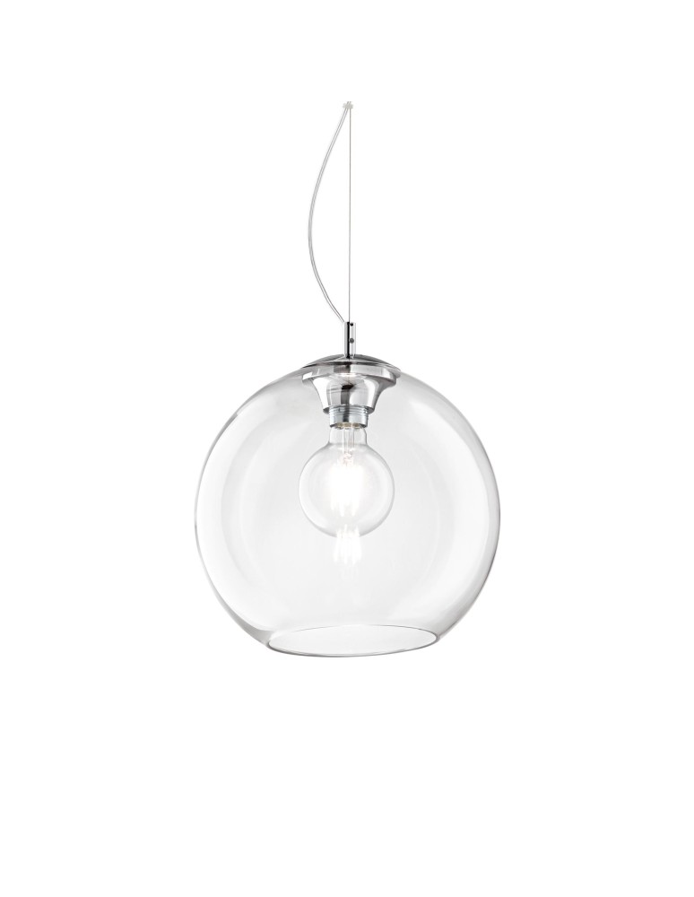Ideal Lux Lampa Wisząca NEMO SP1 D30 TRASPARENTE Transparentny/Chrom 052809