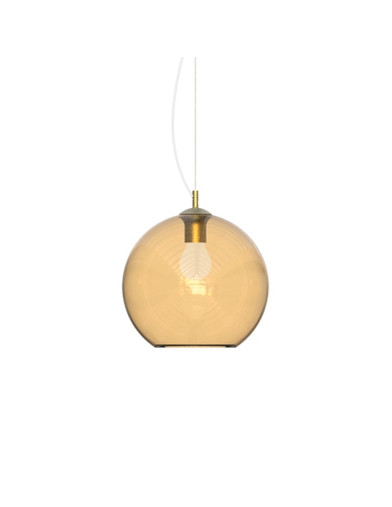 Ideal Lux Lampa Wisząca NEMO SP1 D40 AMBRA Bursztynowy/Mosiądz 339061