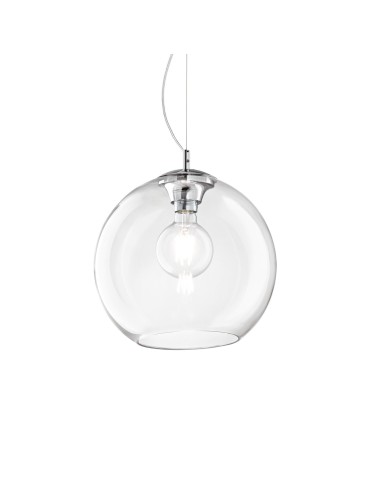Ideal Lux Lampa Wisząca NEMO SP1 D40 TRASPARENTE Transparentny/Chrom 052816