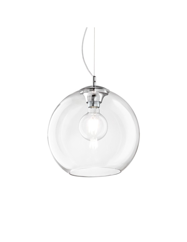 Ideal Lux Lampa Wisząca NEMO SP1 D40 TRASPARENTE Transparentny/Chrom 052816