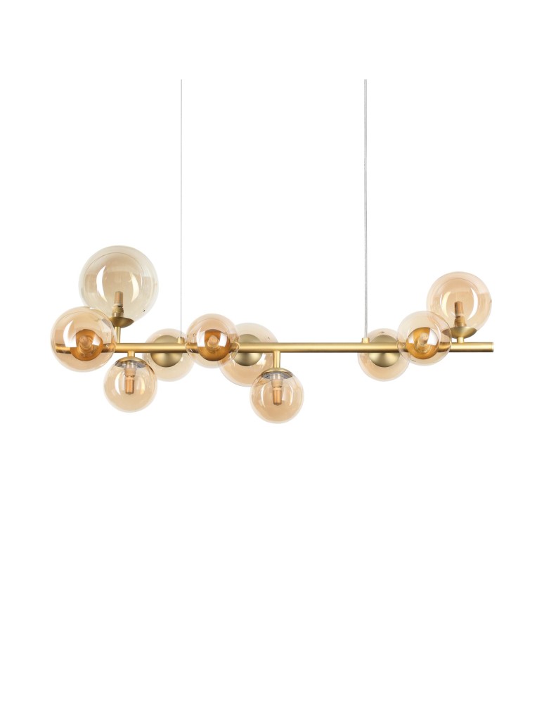 Ideal Lux Lampa Wisząca PERLAGE SP10 AMBRA Bursztynowy/Mosiądz 322766