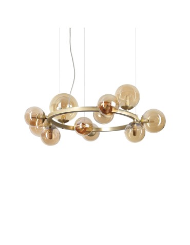 Ideal Lux Lampa Wisząca PERLAGE SP11 AMBRA Bursztynowy/Mosiądz 322773