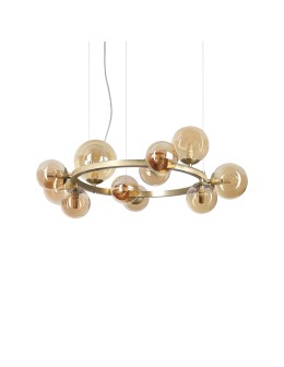 Ideal Lux Lampa Wisząca PERLAGE SP11 AMBRA Bursztynowy/Mosiądz 322773