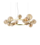 Ideal Lux Lampa Wisząca PERLAGE SP14 AMBRA Bursztynowy/Mosiądz 322797
