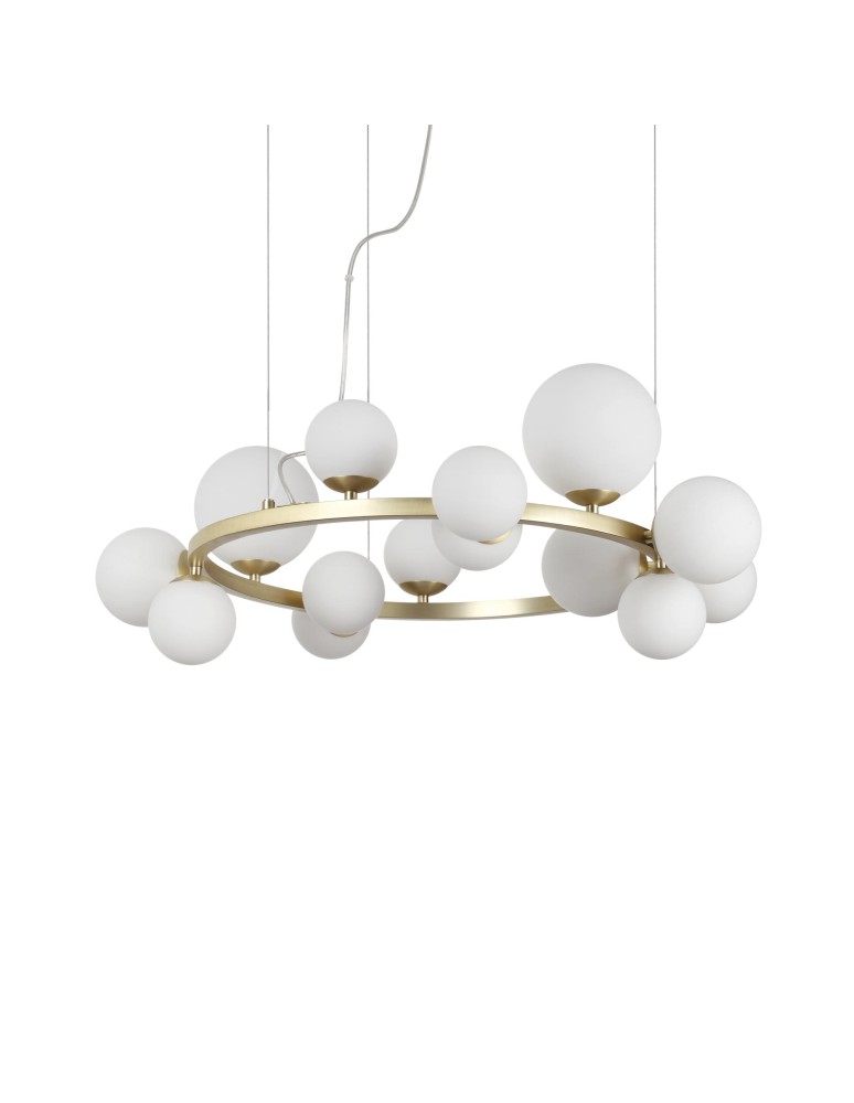 Ideal Lux Lampa Wisząca PERLAGE SP14 BIANCO Biały/Mosiądz 283814 Ideal Lux Lampa Wisząca PERLAGE SP14 BIANCO Biały/Mosiądz 283814
