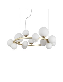 Ideal Lux Lampa Wisząca PERLAGE SP14 BIANCO Biały/Mosiądz 283814