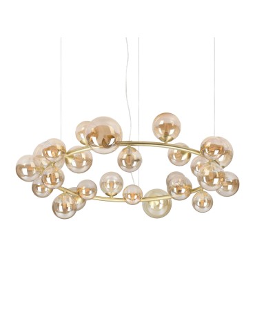Ideal Lux Lampa Wisząca PERLAGE SP25 AMBRA Bursztynowy/Mosiądz 370583