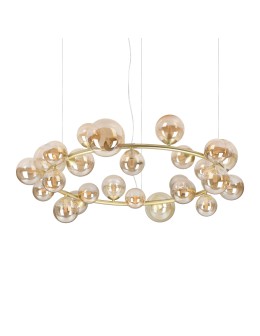 Ideal Lux Lampa Wisząca PERLAGE SP25 AMBRA Bursztynowy/Mosiądz 370583