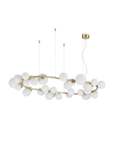 Ideal Lux Lampa Wisząca PERLAGE SP30 BIANCO Biały/Mosiądz 296746