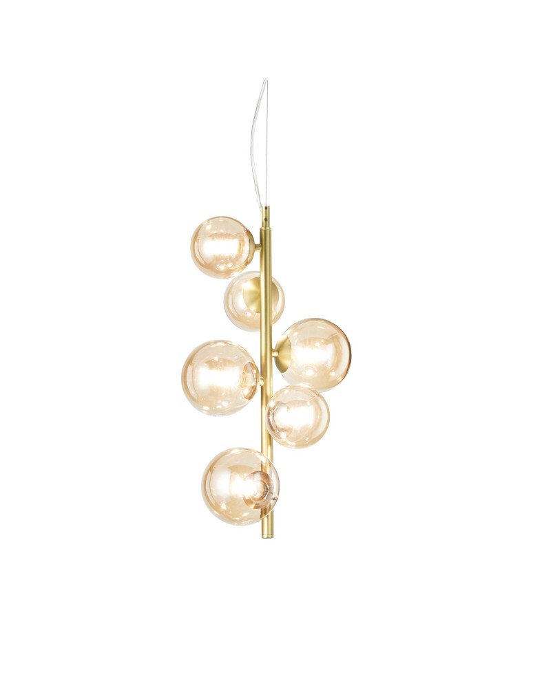 Ideal Lux Lampa Wisząca PERLAGE SP6 AMBRA Bursztynowy/Mosiądz 317793 Ideal Lux Lampa Wisząca PERLAGE SP6 AMBRA Bursztynowy/Mosiądz 317793