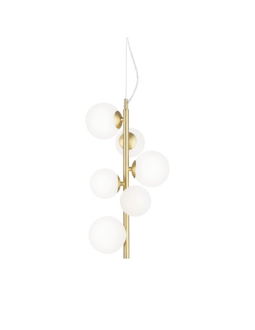 Ideal Lux Lampa Wisząca PERLAGE SP6 BIANCO Biały/Mosiądz 283821