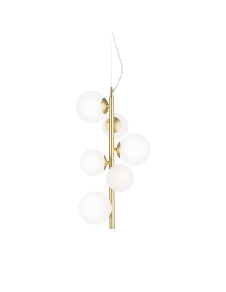 Ideal Lux Lampa Wisząca PERLAGE SP6 BIANCO Biały/Mosiądz 283821