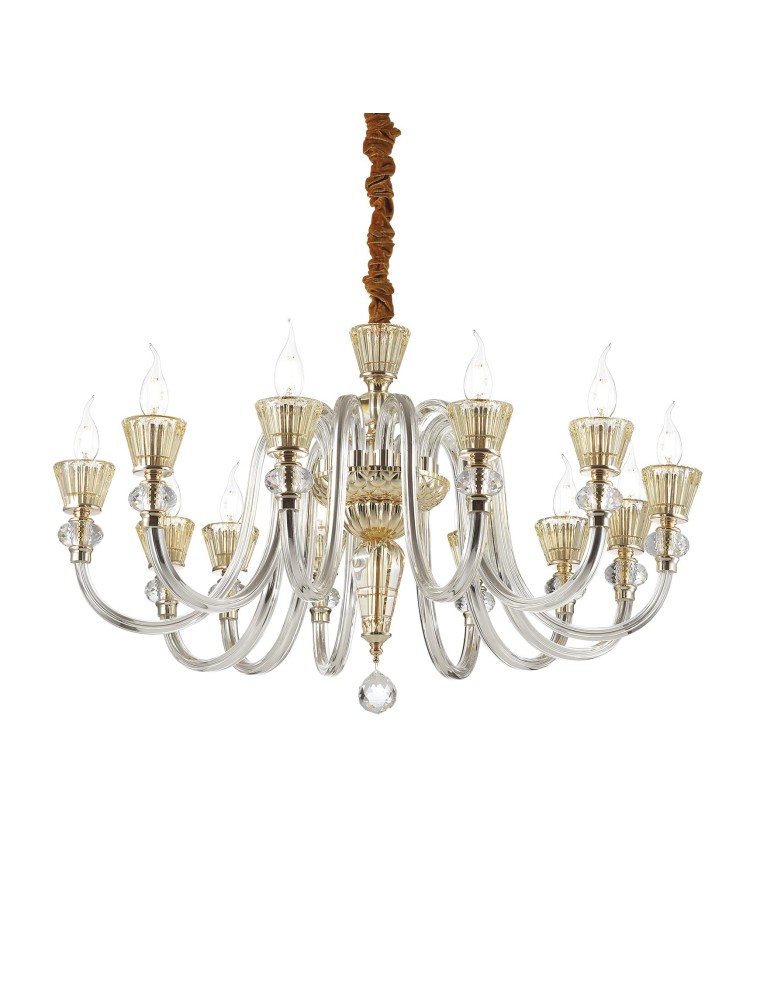 Ideal Lux Lampa Wisząca STRAUSS SP12 Złoty/Bursztynowy 140612