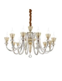 Ideal Lux Lampa Wisząca STRAUSS SP12 Złoty/Bursztynowy 140612