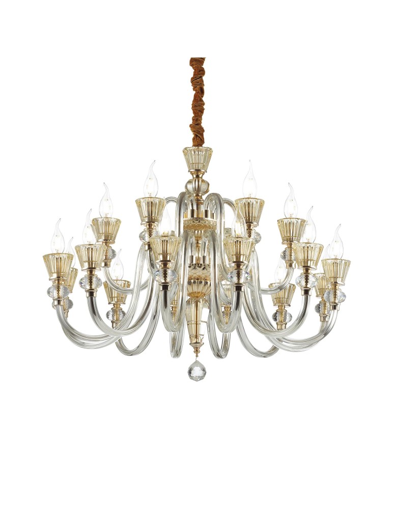 Ideal Lux Lampa Wisząca STRAUSS SP18 Złoty/Bursztynowy 140629