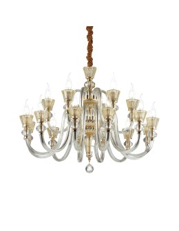 Ideal Lux Lampa Wisząca STRAUSS SP18 Złoty/Bursztynowy 140629