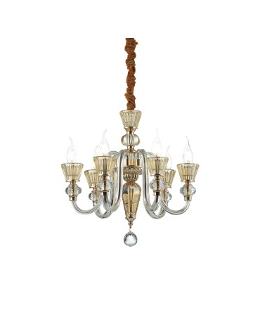 Ideal Lux Lampa Wisząca STRAUSS SP6 Złoty/Bursztynowy 140605