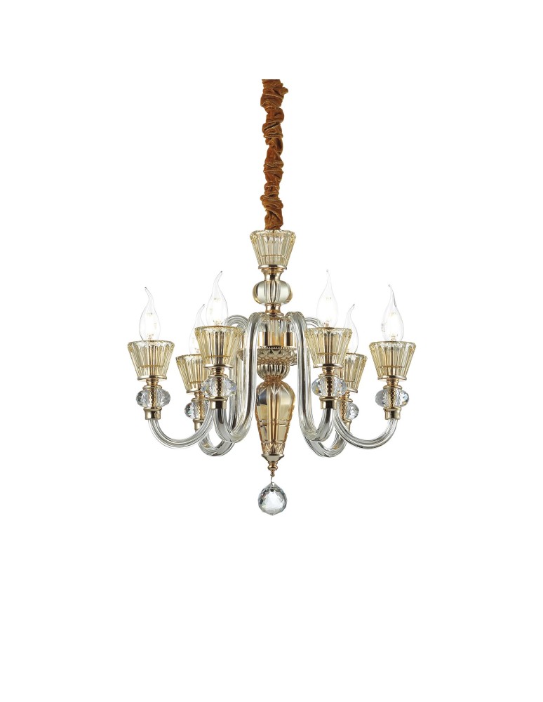 Ideal Lux Lampa Wisząca STRAUSS SP6 Złoty/Bursztynowy 140605