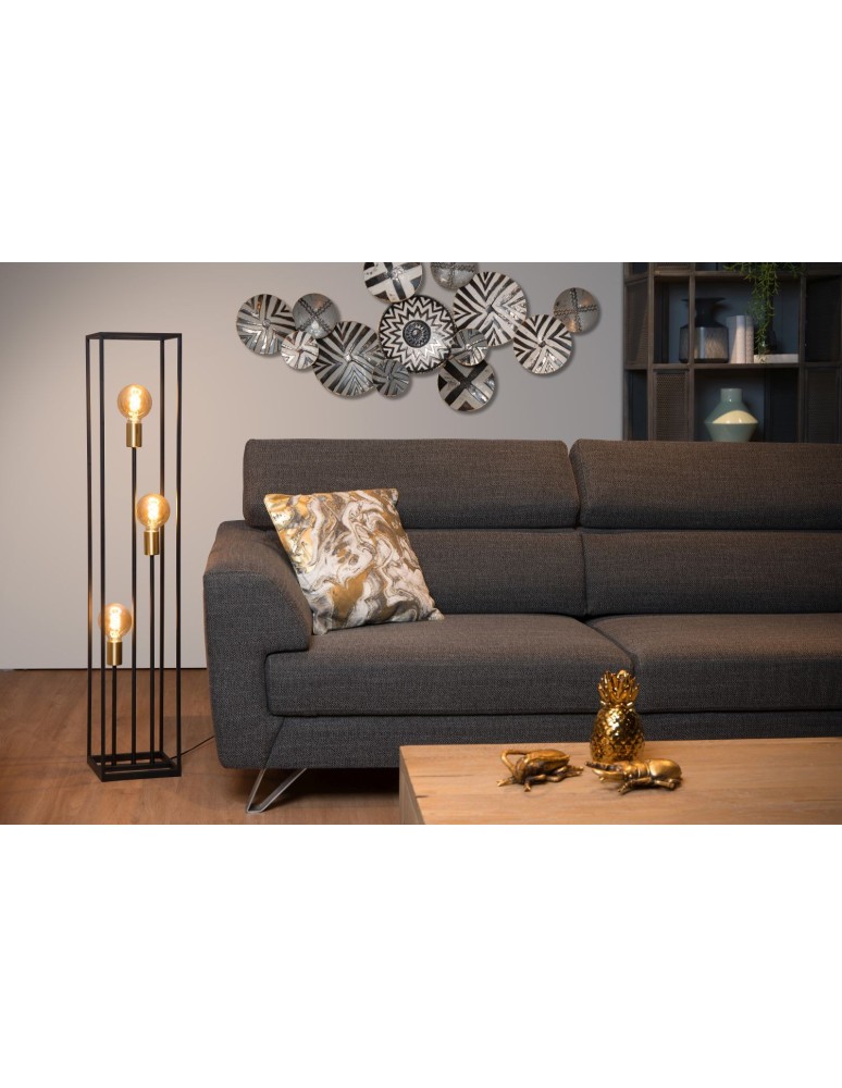 Loft floor lamps - industrial - Lucide RUBEN Floor lamp 3xE27 satin black brass 00724/03/30 - product kolory-swiatla.pl 12
